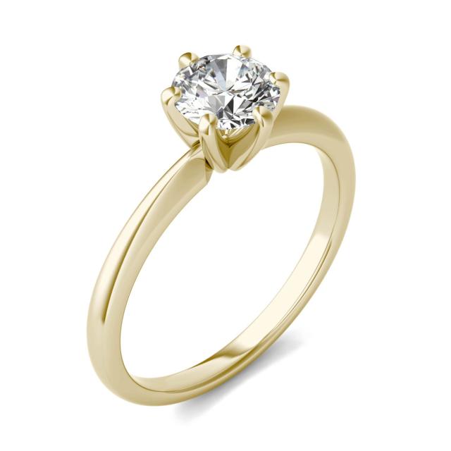 3/4 CTW Round Caydia Lab Grown Diamond Six Prong Solitaire Engagement Ring 18K Yellow Gold