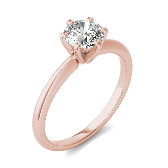 3/4 CTW Round Caydia Lab Grown Diamond Six Prong Solitaire Engagement Ring 14K Rose Gold