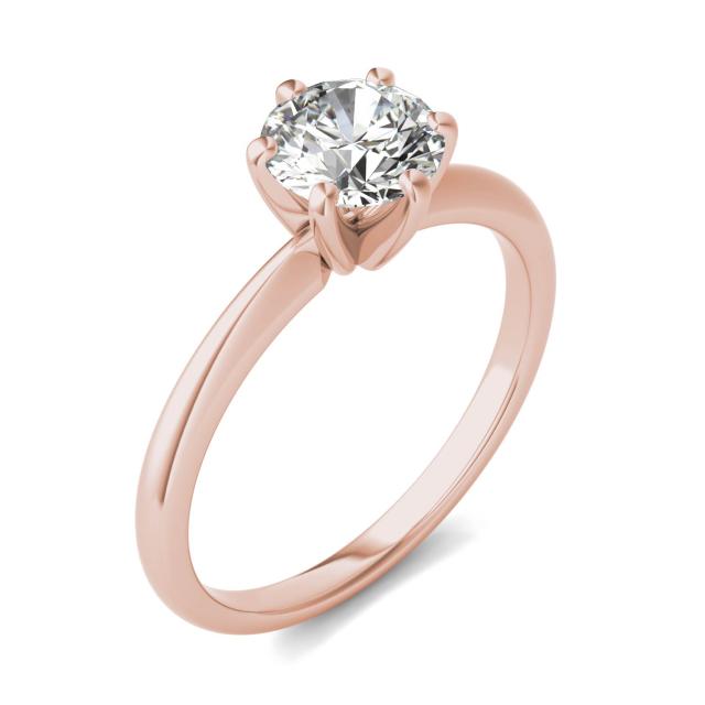 1 CTW Round Caydia Lab Grown Diamond Six Prong Solitaire Engagement Ring 14K Rose Gold