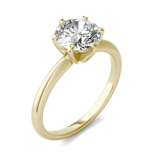 1 1/2 CTW Round Caydia Lab Grown Diamond Six Prong Solitaire Engagement Ring 18K Yellow Gold