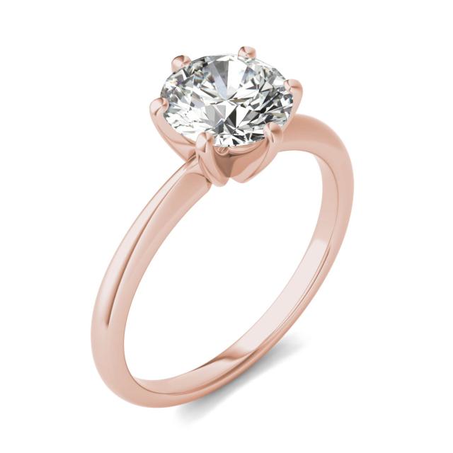 1 1/2 CTW Round Caydia Lab Grown Diamond Six Prong Solitaire Engagement Ring 14K Rose Gold