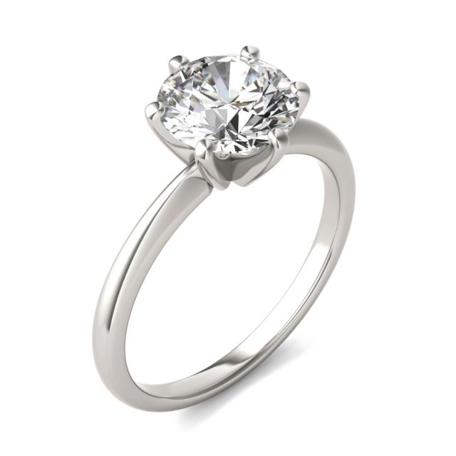 2 CTW Round Caydia Lab Grown Diamond Six Prong Solitaire Engagement Ring Platinum