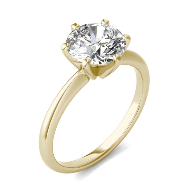 2 CTW Round Caydia Lab Grown Diamond Six Prong Solitaire Engagement Ring 14K Yellow Gold