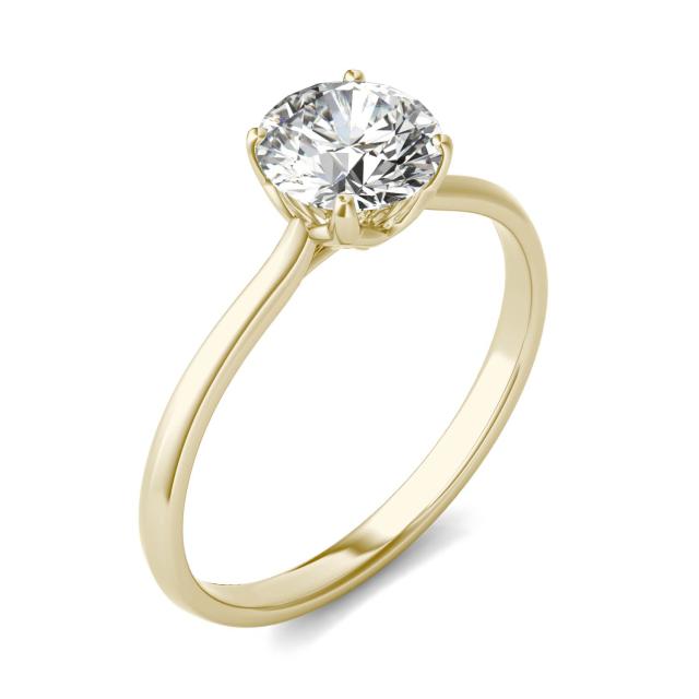 1 CTW Round Caydia Lab Grown Diamond Signature Four Prong Solitaire Engagement Ring 18K Yellow Gold