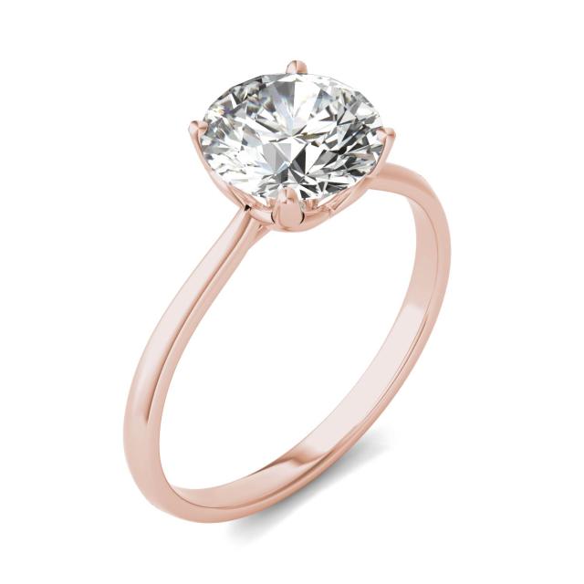 2 CTW Round Caydia Lab Grown Diamond Signature Four Prong Solitaire Engagement Ring 18K Rose Gold