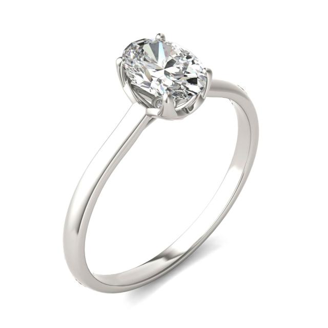 1 CTW Oval Caydia Lab Grown Diamond Signature Solitaire Engagement Ring Platinum