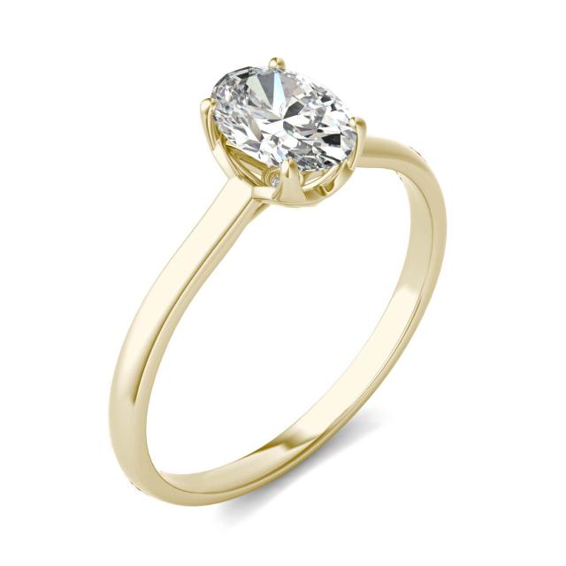 1 CTW Oval Caydia Lab Grown Diamond Signature Solitaire Engagement Ring 18K Yellow Gold