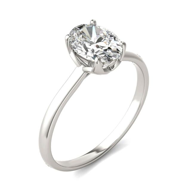1 1/2 CTW Oval Caydia Lab Grown Diamond Signature Solitaire Engagement Ring Platinum