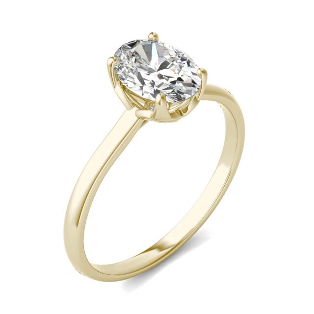 1 1/2 CTW Oval Caydia Lab Grown Diamond Signature Solitaire Engagement Ring 18K Yellow Gold