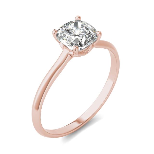 1 CTW Cushion Caydia Lab Grown Diamond Signature Solitaire Engagement Ring 18K Rose Gold