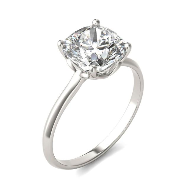 2 1/2 CTW Cushion Caydia Lab Grown Diamond Signature Solitaire Engagement Ring Platinum