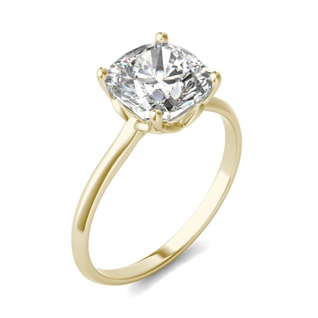 2 1/2 CTW Cushion Caydia Lab Grown Diamond Signature Solitaire Engagement Ring 18K Yellow Gold