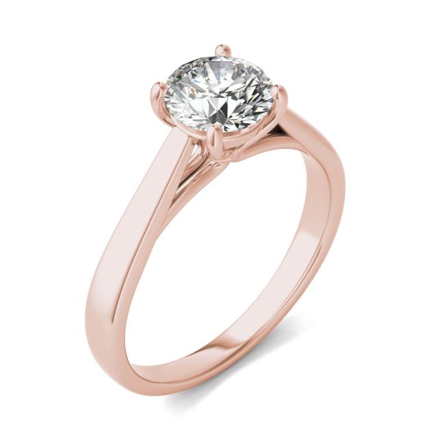 1 CTW Round Caydia Lab Grown Diamond Tapered Cathedral Solitaire Engagement Ring 14K Rose Gold