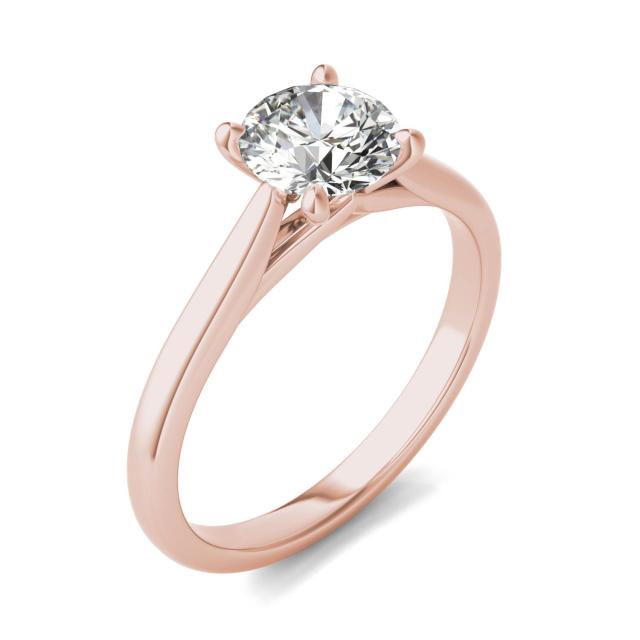 1 CTW Round Caydia Lab Grown Diamond Cathedral Four Prong Solitaire Engagement Ring 18K Rose Gold