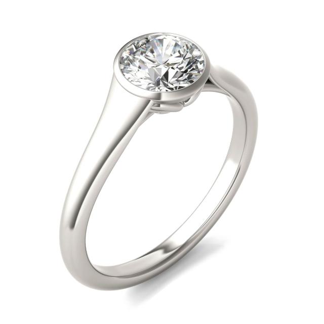 1 CTW Round Caydia Lab Grown Diamond Signature Tapered Bezel Solitaire Engagement Ring Platinum