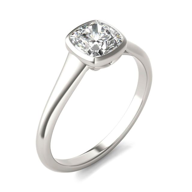1 CTW Cushion Caydia Lab Grown Diamond Signature Tapered Bezel Solitaire Engagement Ring Platinum
