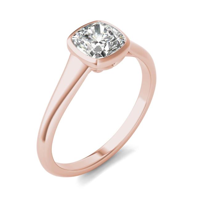 1 CTW Cushion Caydia Lab Grown Diamond Signature Tapered Bezel Solitaire Engagement Ring 18K Rose Gold