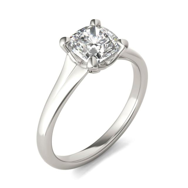 1 1/2 CTW Cushion Caydia Lab Grown Diamond Signature Tapered Solitaire Engagement Ring Platinum