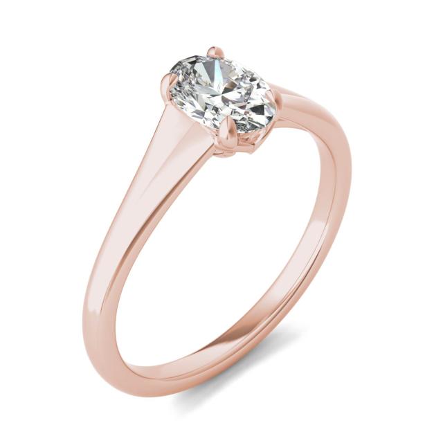 1 CTW Oval Caydia Lab Grown Diamond Signature Tapered Solitaire Engagement Ring 18K Rose Gold