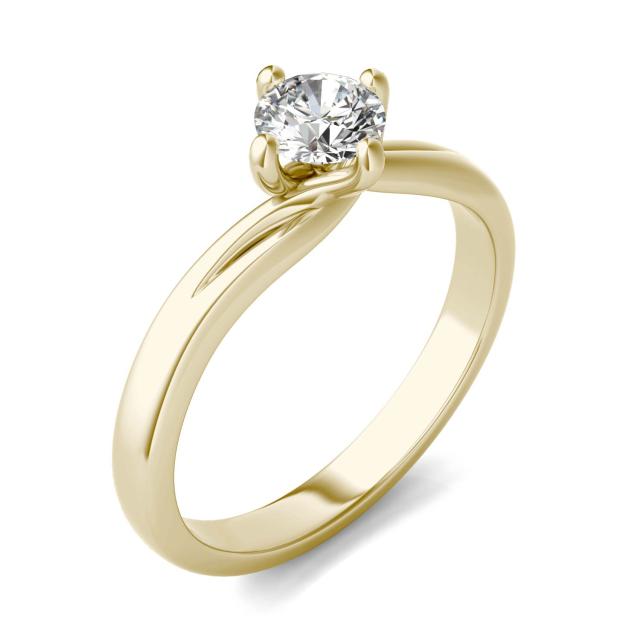 1/2 CTW Round Caydia Lab Grown Diamond Four Prong Twist Solitaire Engagement Ring 14K Yellow Gold