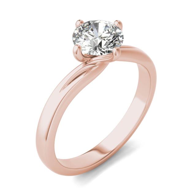 1 CTW Round Caydia Lab Grown Diamond Four Prong Twist Solitaire Engagement Ring 18K Rose Gold