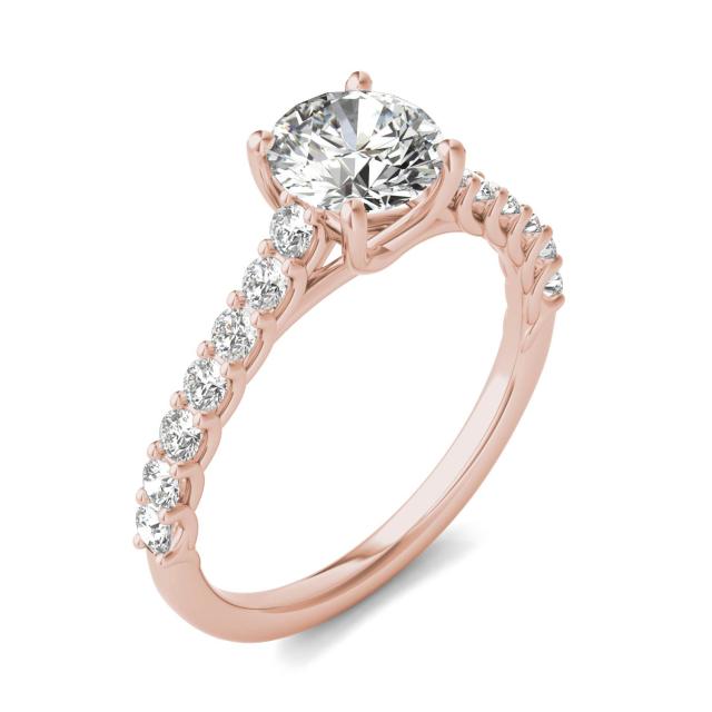 1 2/5 CTW Round Caydia Lab Grown Diamond Trellis Cathedral Engagement Ring 14K Rose Gold