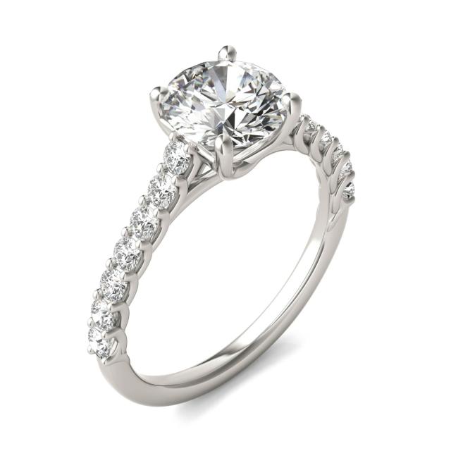 1 7/8 CTW Round Caydia Lab Grown Diamond Trellis Cathedral Engagement Ring 14K White Gold
