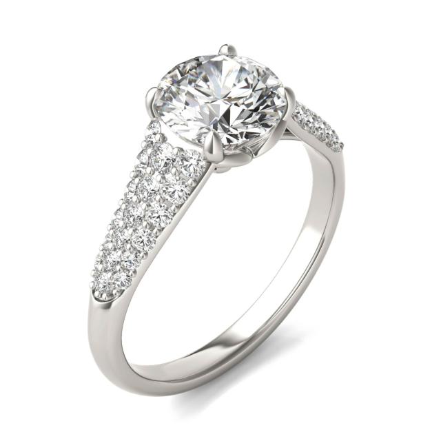 2 CTW Round Caydia Lab Grown Diamond Signature Multi Row Pave Engagement Ring Platinum