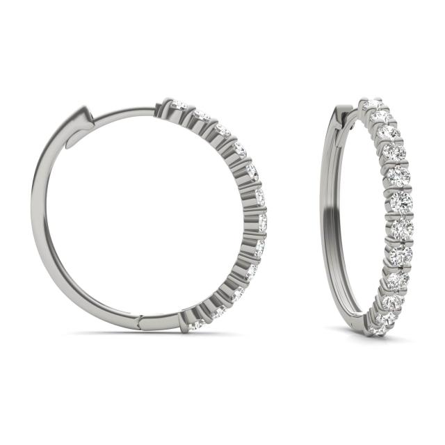 1/2 CTW Round Caydia Lab Grown Diamond Shared Prong Hoop Earrings 14K White Gold
