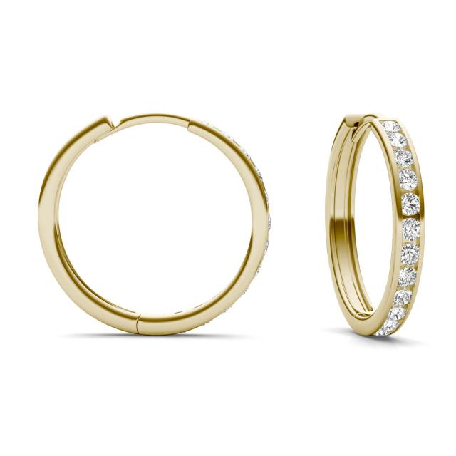 3/4 CTW Round Caydia Lab Grown Diamond Channel Set Hoop Earrings 14K Yellow Gold