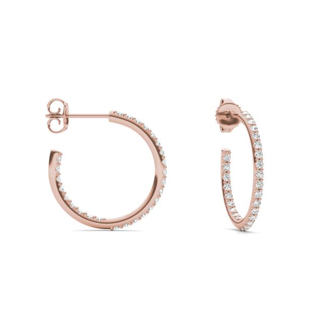 1/2 CTW Round Caydia Lab Grown Diamond Inside Out Hoop Earrings 18K Rose Gold