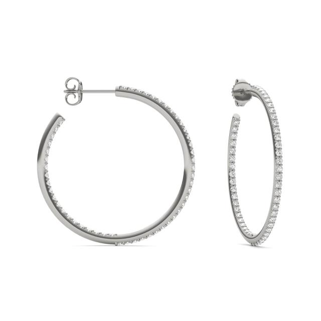 1 CTW Round Caydia Lab Grown Diamond Inside Out Hoop Earrings 18K White Gold
