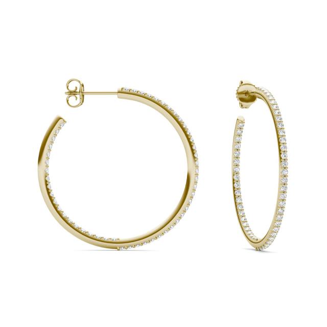 1 CTW Round Caydia Lab Grown Diamond Inside Out Hoop Earrings 18K Yellow Gold