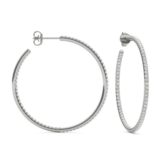 1 1/3 CTW Round Caydia Lab Grown Diamond Inside Out Hoop Earrings 18K White Gold