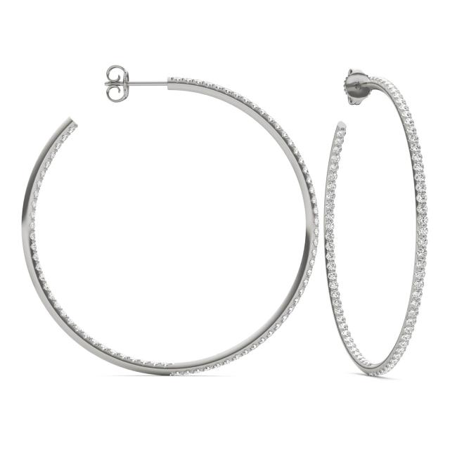2 CTW Round Caydia Lab Grown Diamond Inside Out Hoop Earrings 18K White Gold