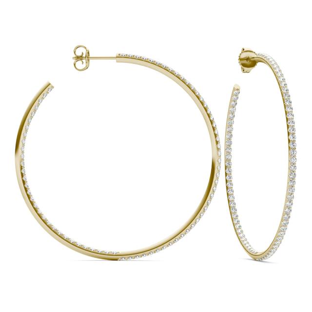 2 CTW Round Caydia Lab Grown Diamond Inside Out Hoop Earrings 18K Yellow Gold