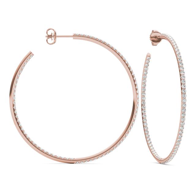 2 CTW Round Caydia Lab Grown Diamond Inside Out Hoop Earrings 18K Rose Gold