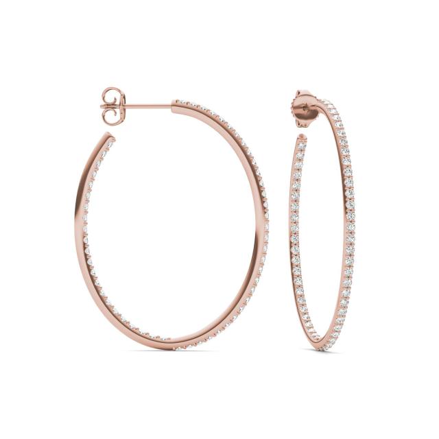 1 CTW Round Caydia Lab Grown Diamond Oval Inside Out Hoop Earrings 18K Rose Gold