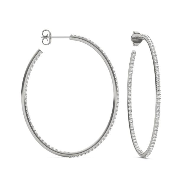1 1/2 CTW Round Caydia Lab Grown Diamond Oval Inside Out Hoop Earrings 18K White Gold