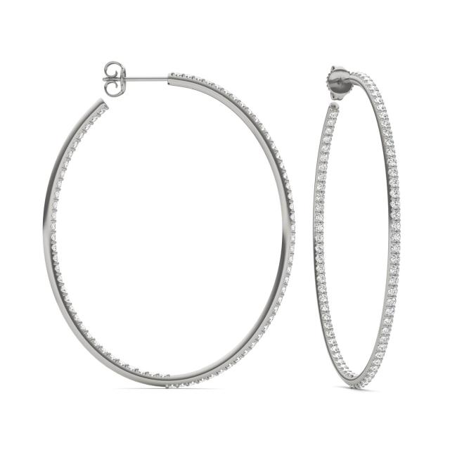 1 7/8 CTW Round Caydia Lab Grown Diamond Oval Inside Out Hoop Earrings 18K White Gold
