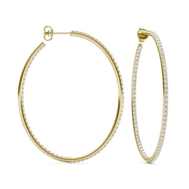 1 7/8 CTW Round Caydia Lab Grown Diamond Oval Inside Out Hoop Earrings 18K Yellow Gold