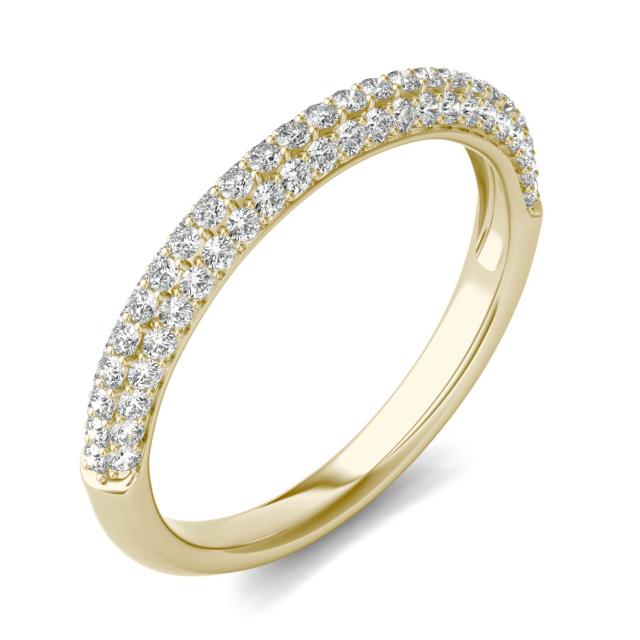 3/8 CTW Round Caydia Lab Grown Diamond Pave Accent Wedding Band 14K Yellow Gold