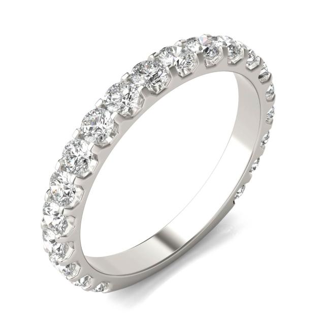 1.00 CTW DEW Round Forever One Moissanite Shared Prong Anniversary Band in 14K White Gold