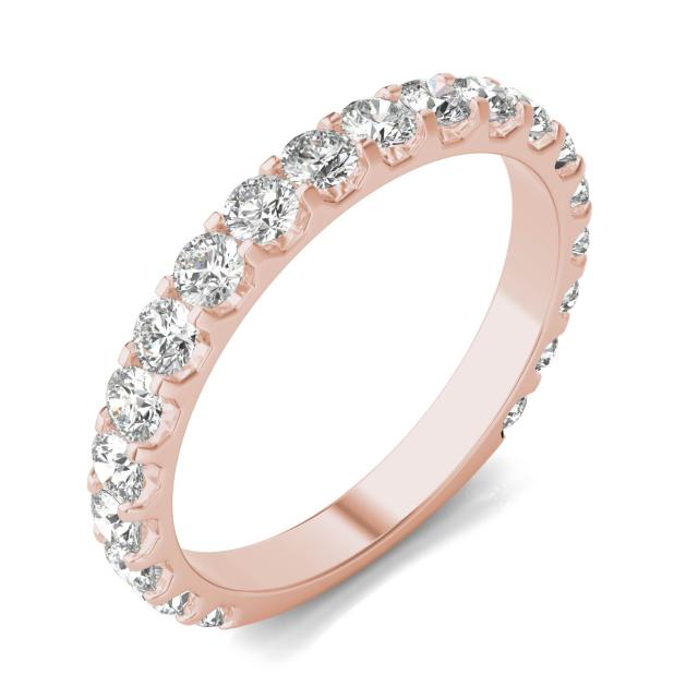 1.00 CTW DEW Round Forever One Moissanite Shared Prong Anniversary Band in 14K Rose Gold
