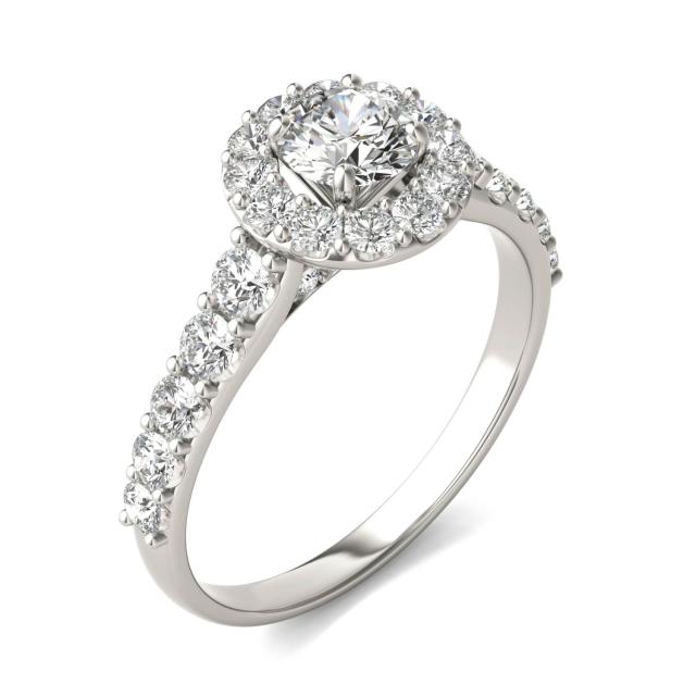 1 1/3 CTW Round Caydia Lab Grown Diamond Shared Prong Halo Engagement Ring Platinum