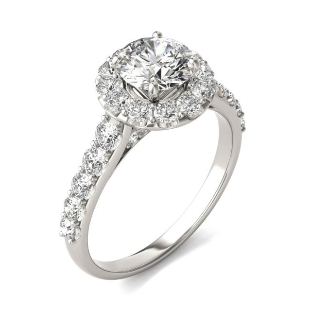 2 1/15 CTW Round Caydia Lab Grown Diamond Shared Prong Halo Engagement Ring Platinum