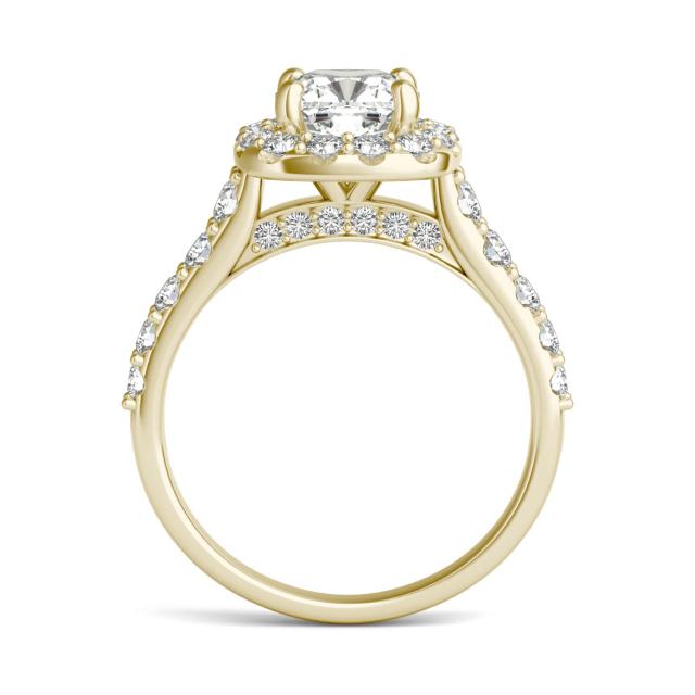 2 2/3 CTW Cushion Caydia Lab Grown Diamond Shared Prong Halo Engagement Ring 14K Yellow Gold