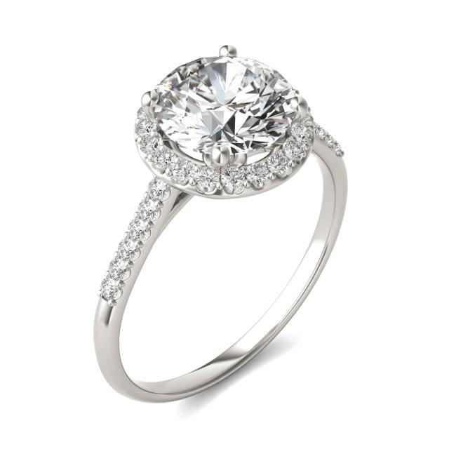 2 1/3 CTW Round Caydia Lab Grown Diamond Signature Halo with Side Accents Engagement Ring Platinum