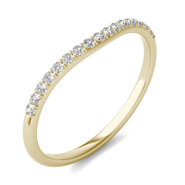 1/6 CTW Round Caydia Lab Grown Diamond Signature 6mm Cushion Curved Matching Band 18K Yellow Gold