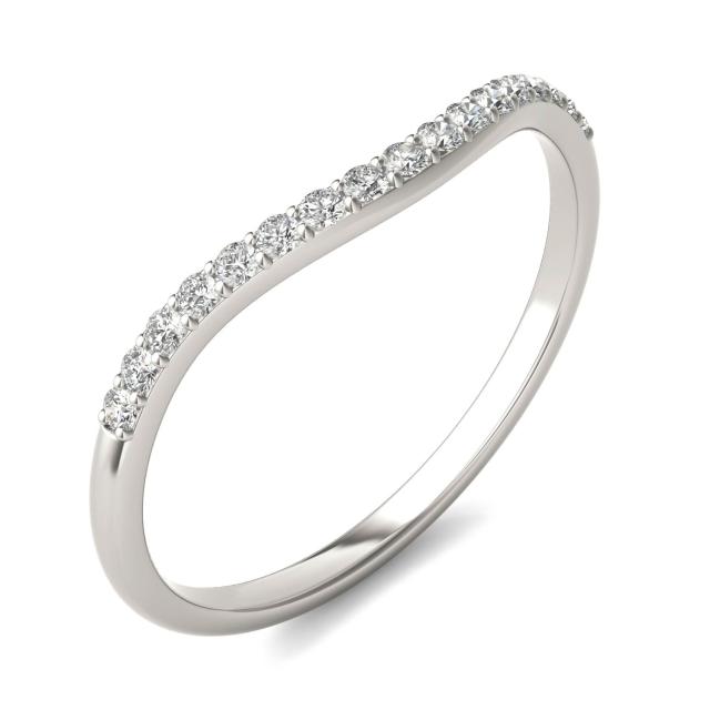 1/6 CTW Round Caydia Lab Grown Diamond Signature 8mm Cushion Curved Matching Band 18K White Gold
